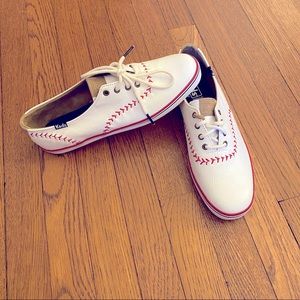 Keds leather baseball print shoes